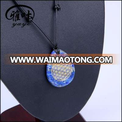 Gemstone Lapis lazuli flower of life healing pendant