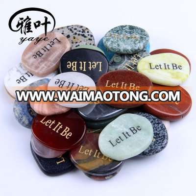 Natural Semi-precious Stones Engraved Inspirational Words Palm Stone For Wholesale